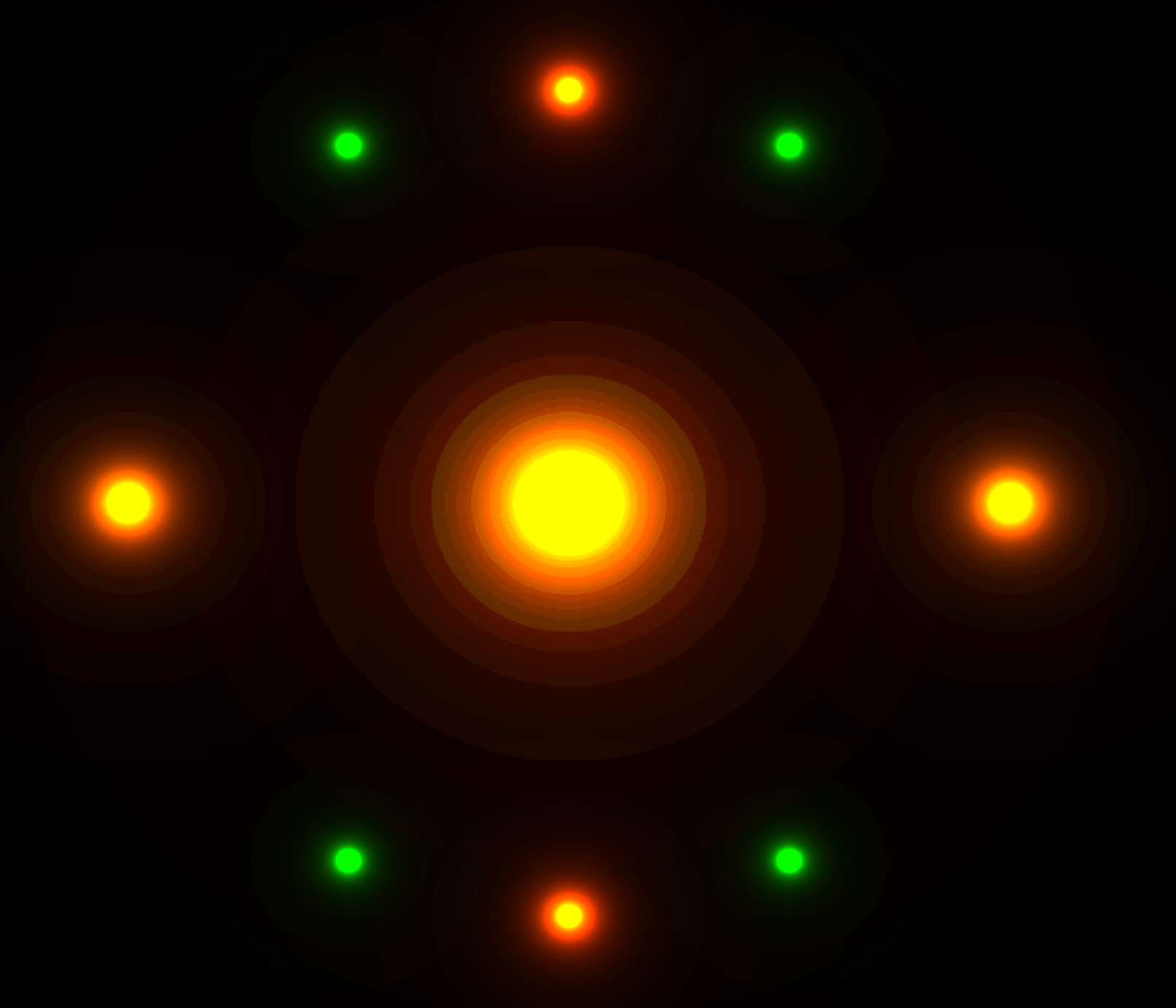 Red circles are of degree 2, green circles are of degree 3
