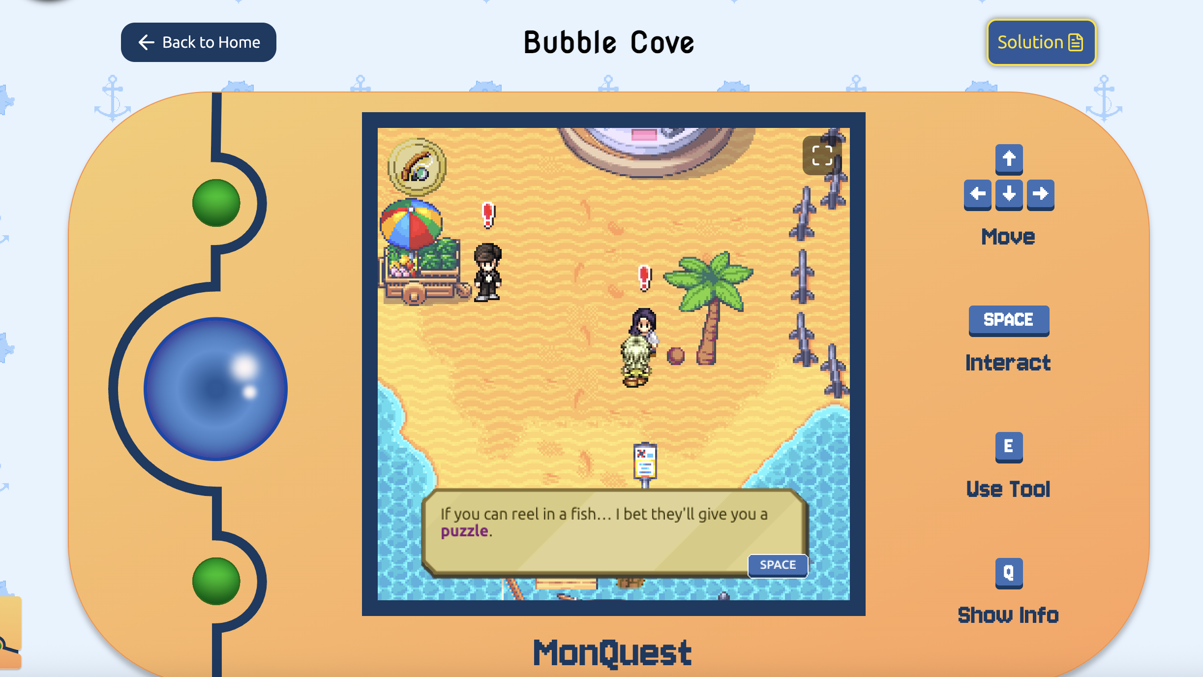 Screenshot from the round of puzzles named Bubble Cove.