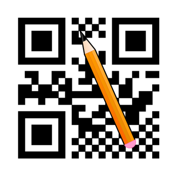 A QR code looking this with a few pixels obscured.